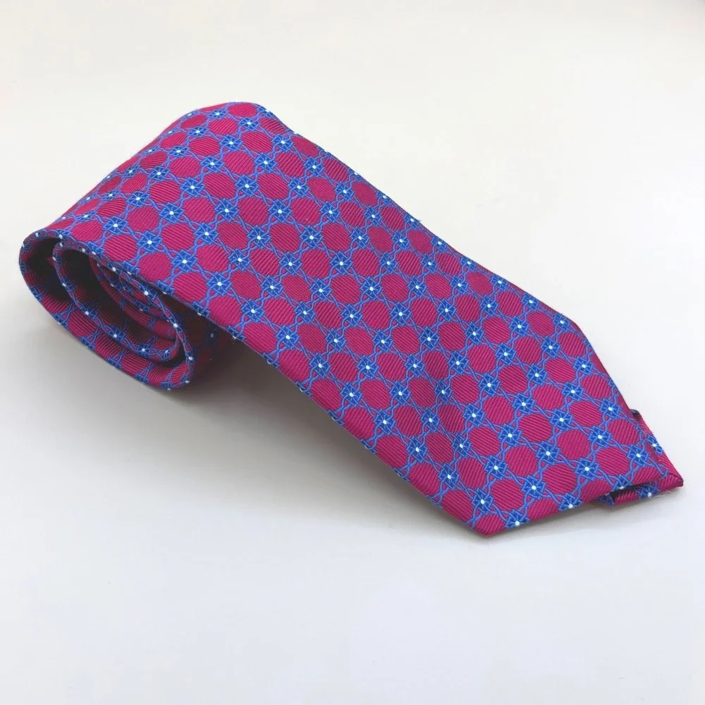 Jos. A. Bank Executive Collection Red Blue Geometric Silk‎ Necktie Mens Tie